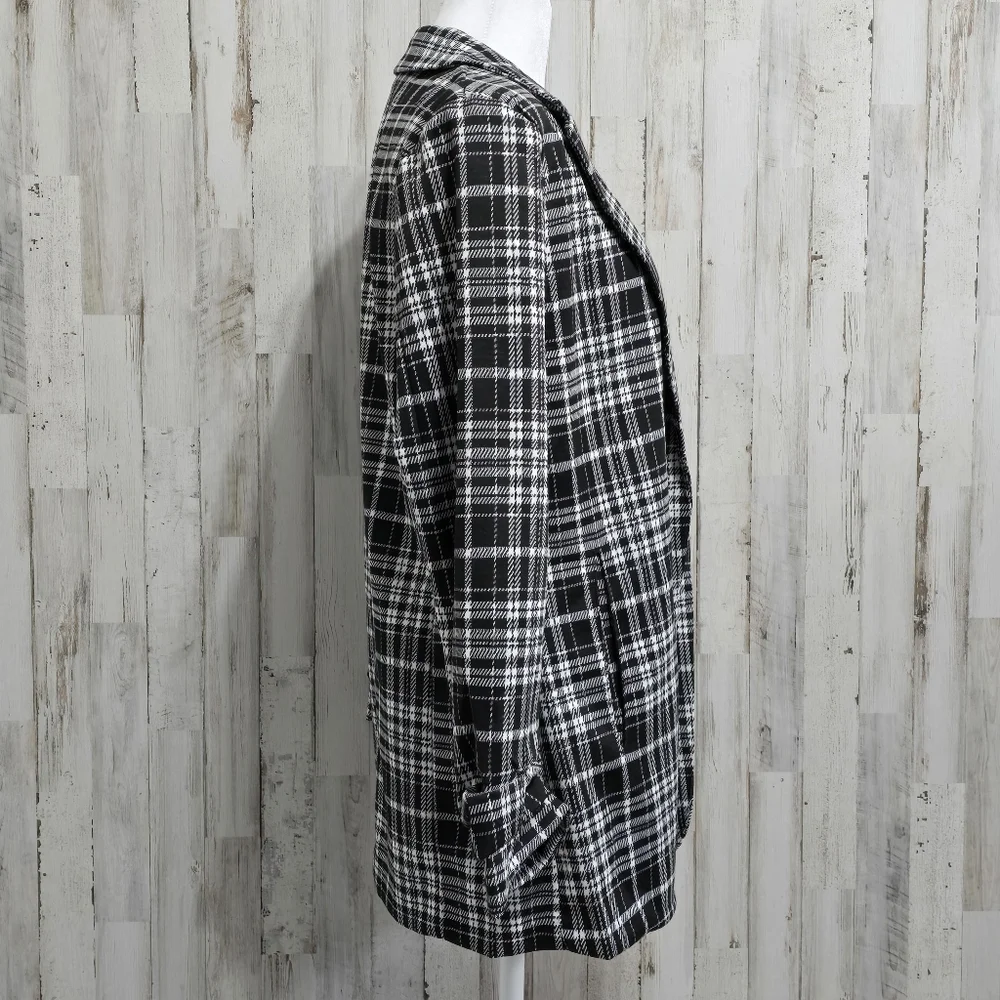 Philosophy Black White Jacquard Open Front Power Blazer Size Medium